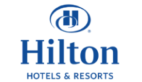 Blue Hilton Hotels & Resorts logo with stylized 